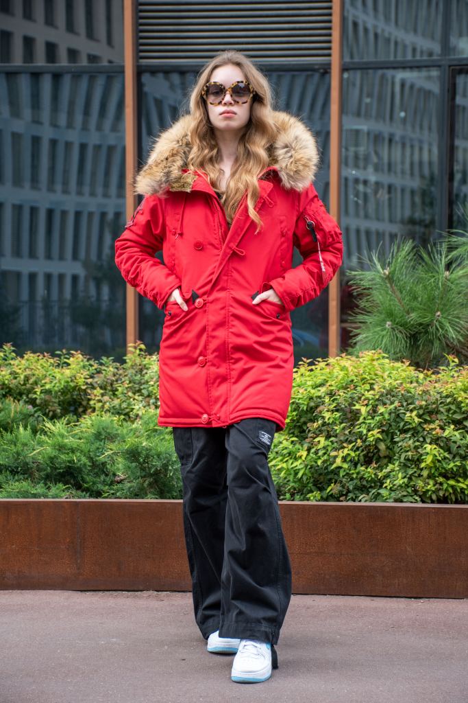 Женская аляска ALPHA INDUSTRIES EXPLORER натур. мех red speed фото 3
