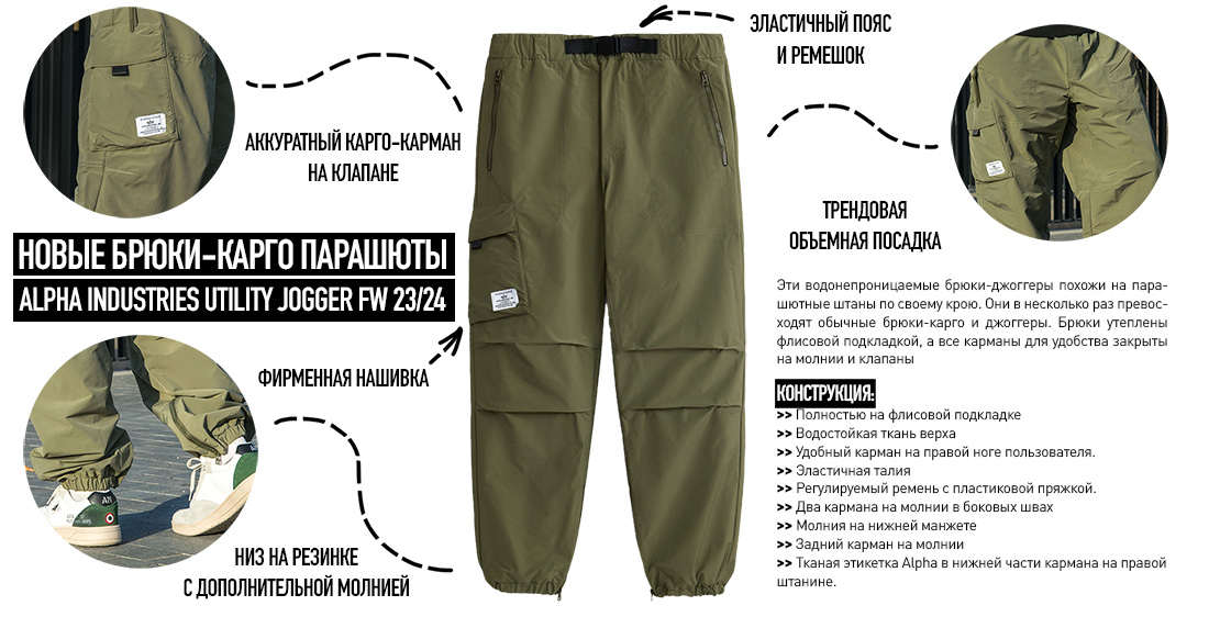 Новые брюки парашюты ALPHA INDUSTRIES UTILITY JOGGER FW 2324 утепленные OG-107 green. Инфографика Новые брюки парашюты ALPHA INDUSTRIES UTILITY JOGGER FW 2324 утепленные OG-107 green. Инфографика