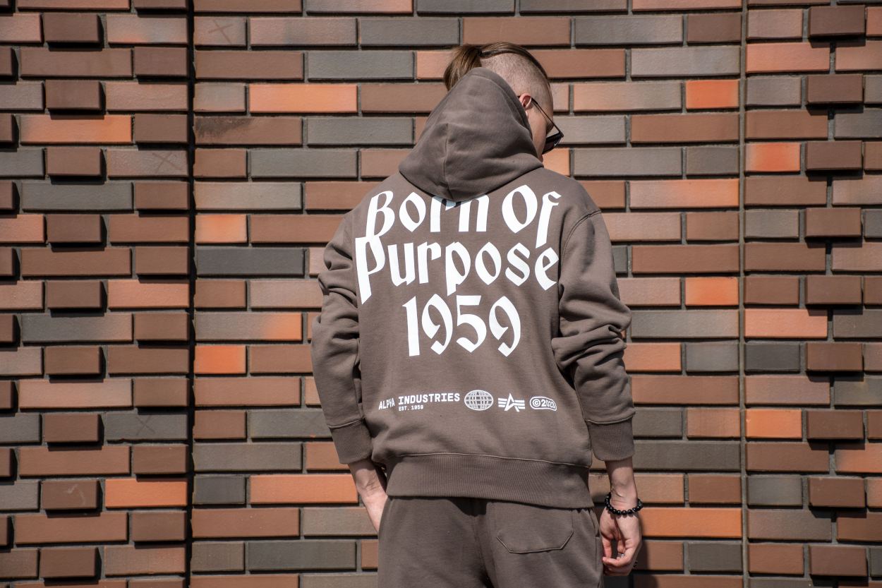 Толстовка ALPHA INDUSTRIES BORN OF PURPOSE HOODIE FW 24/25 coyote brown фото 2