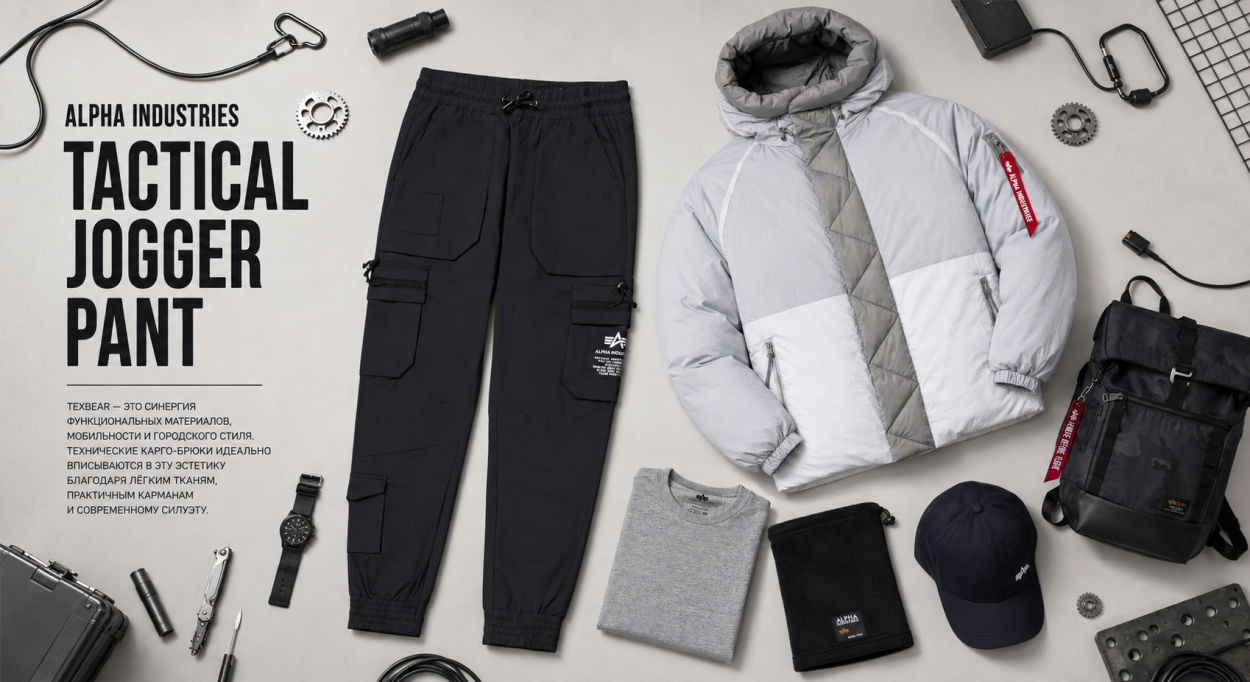 Инфографика по брюкам Alpha Industries Tactical Jogger Pant — с чем сочетать новые теквир брюки Альфа Индастриз Tactical Jogger Pant