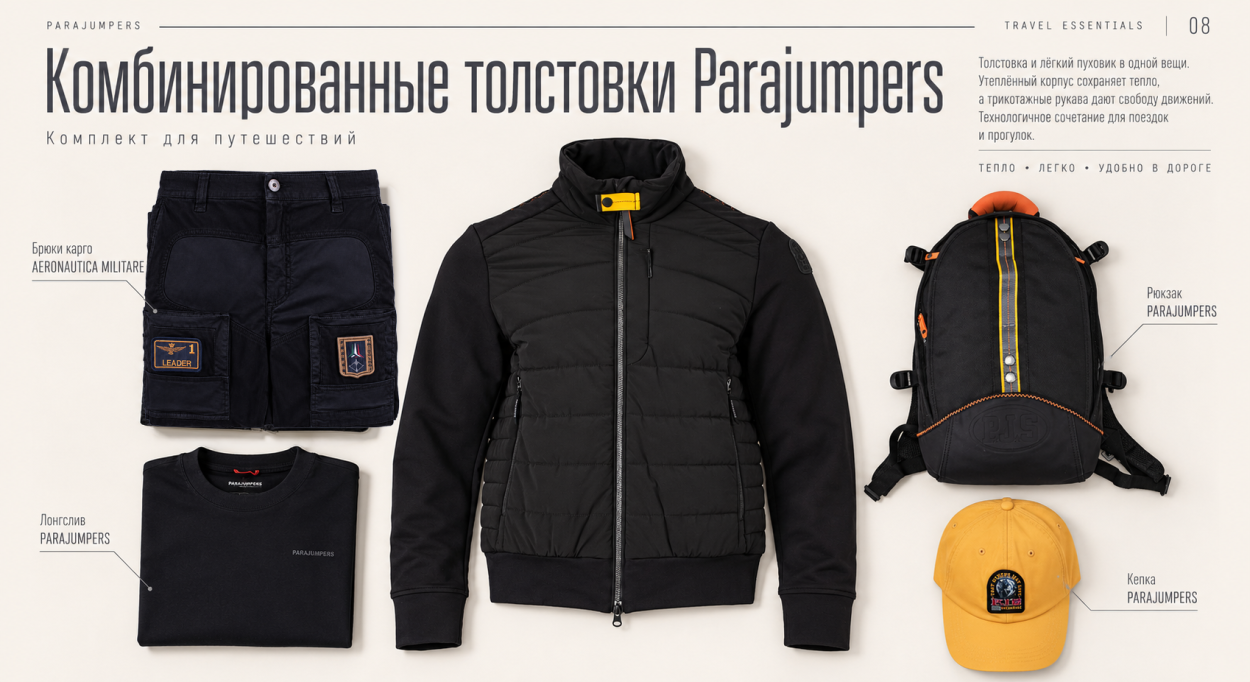 Инфографика: гайд по мужским толстовкам, свитшотам и олимпийкам — комбинированные толстовки Parajumpers