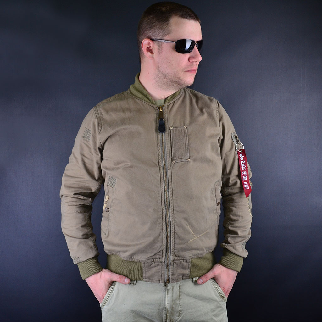 Хлопоковая ветровка-бомбер ALPHA INDUSTRIES GC VINTAGE TW MA-1 OLIVE купить в интернет-магазине хлопоковый бомбер Альфа Индастриз, куртка Alpha Industries, бомбер хаки