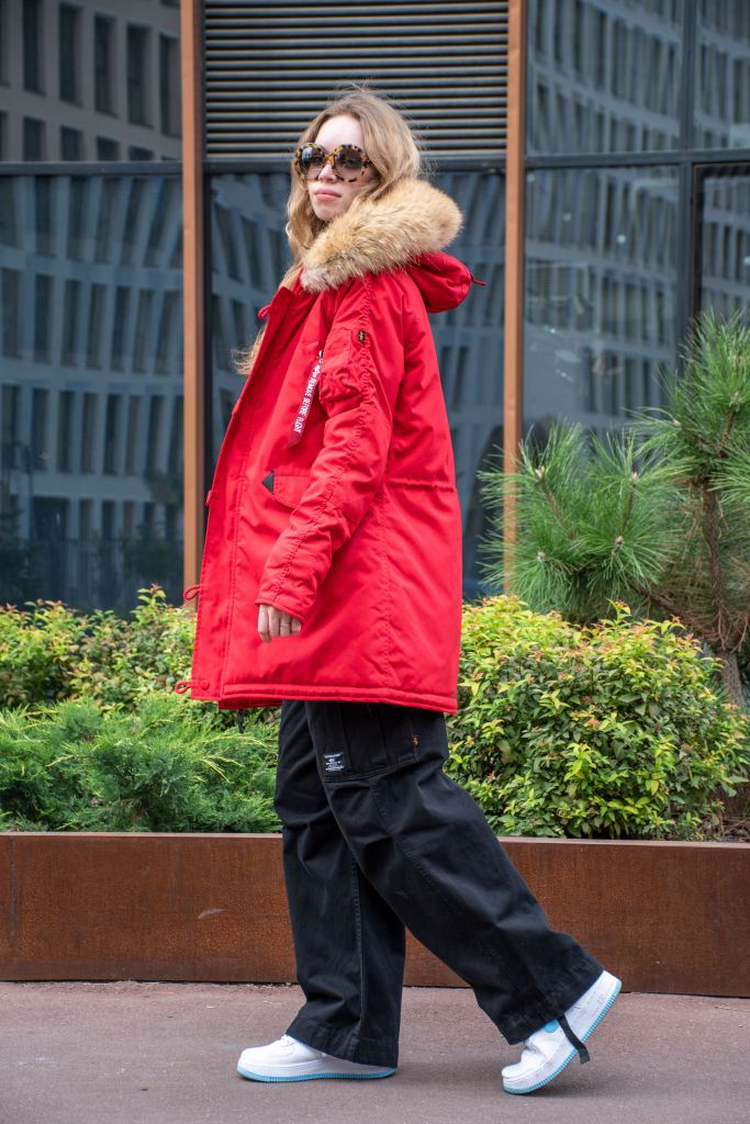 Женская аляска ALPHA INDUSTRIES EXPLORER натур. мех red speed фото 8