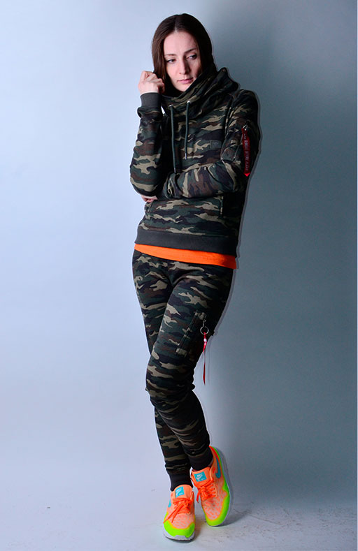 толсовка женская Alpha Industries X-FIT HOODY камуфляж купить на официальном сайте женский камуфляжный спортивный костюм, женская одежда Alpha Industries, брендовая спортивная одежда для женщин