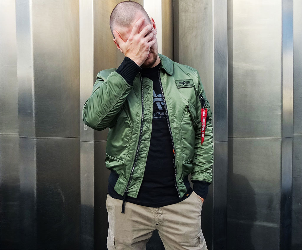 мужской утепленный нейлоновый бомбер Alpha Industries VF BL CWU выбрать и купить в Москве весна, город, Москва, зеленая мужская куртка бомбер, alpha industries, мужская мода