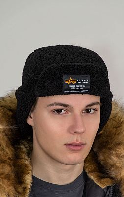 Шапка с ушами ALPHA INDUSTRIES ALPHA TEDDY HAT black