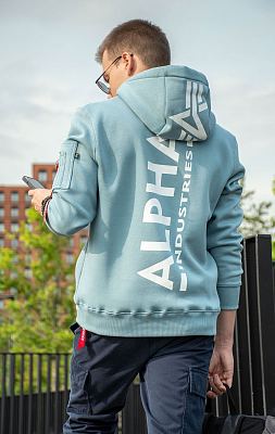 Толстовка ALPHA INDUSTRIES BACK PRINT HOODY greyblue