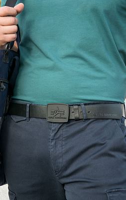 Ремень ALPHA INDUSTRIES ALL BLACK BELT кожа black